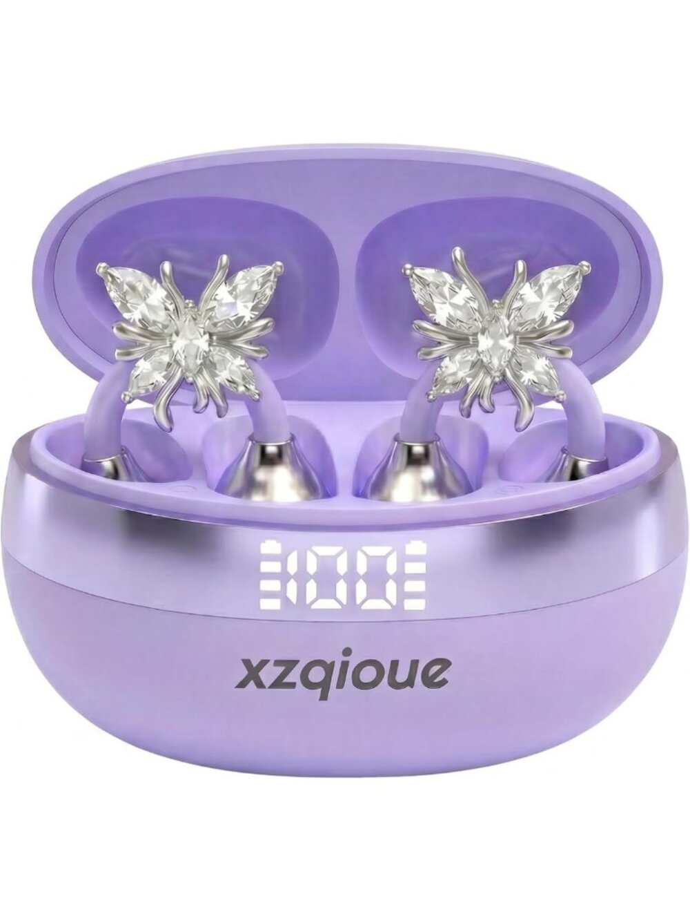 Stylish Wireless Bluetooth Earbuds with LED Display - Skin-Tone Jewelry